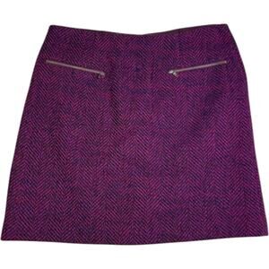 Ann Taylor Loft Orchid Purple Herringbone Tweed Pencil Skirt Women's Sz 12